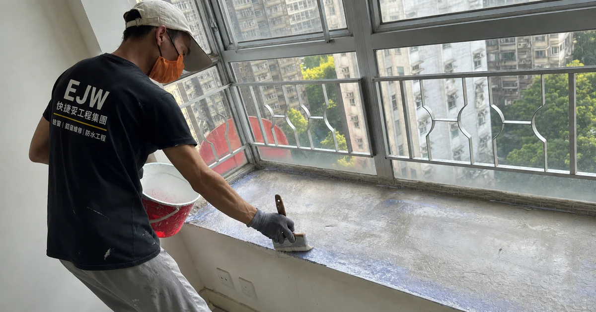窗台防水層施工示意